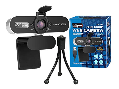 cm-HD 1080P Full HD Webcam with Built-in Microphone and Mini Tripod - Plug and Play 85-Degree FOV USB Webcam with Noise Canceling Filter Perfect for Video Calls Meetings Live Streaming Gaming