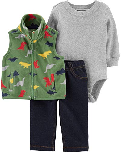 Carter s Baby Boys  3-Piece Little Vest Set  3 Months, Green Dinosaur