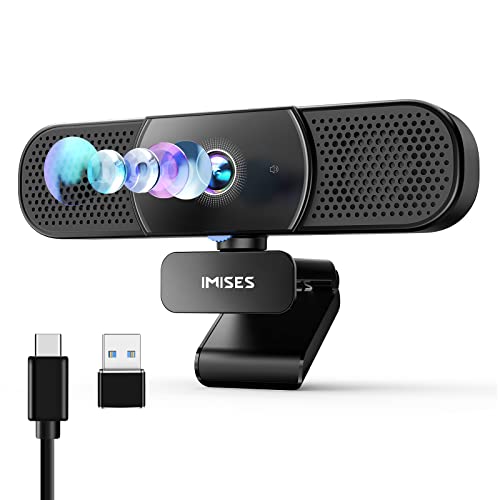 3 in 1 Webcam - Webcam with Microphone and Speaker, 2K QHD, Autofocus Laptop Camera w/Light Correction, Noise Reduction Computer Camera for Conference/Streaming, USB C Plug & Play with Privacy Cover
