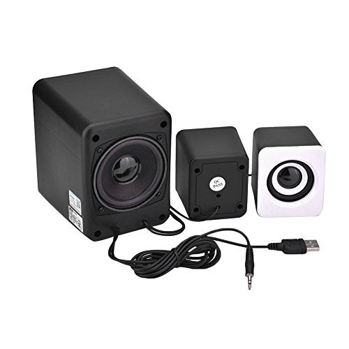 0 Speaker, Super Bass Speaker Treble and Bass Independent Adjustable Convenient Mini Professional for Speaker for Laptop PC for Phone for Music Player(Black and White)
