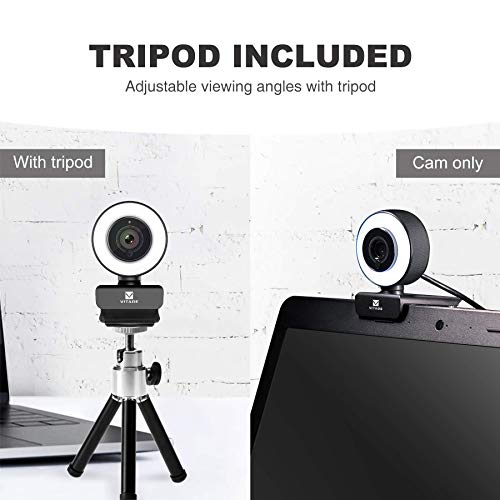 Streaming Webcam 1080P with Adjustable Ring Light, Advanced Auto-Focus with Tripod 960A HD USB Web Cam for Xbox Gaming Conferencing Video Chatting Mac Desktop Computer Laptop Wide Angle Webcam