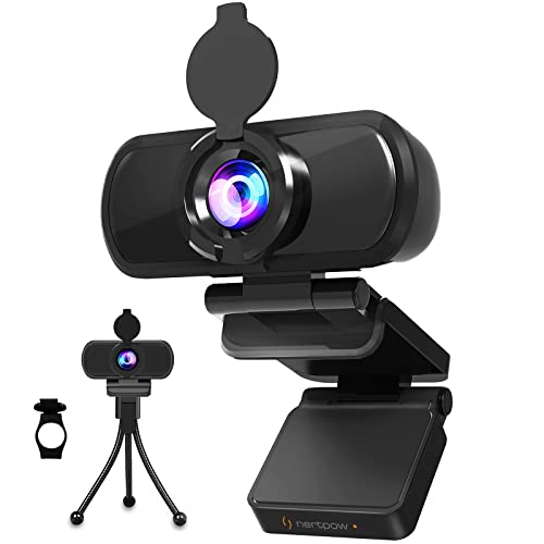 1080P Webcam, NP HD PC Webcam USB Computer Camera Built-in Microphone, Flexible Rotatable Clip, for Laptops, Desktop and Gaming, Black