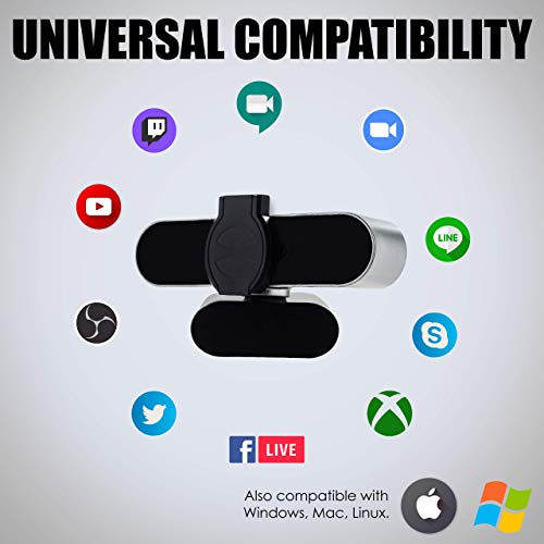 Webcam with Microphone, 1080P HD Webcam Streaming Computer Web Camera -USB Wide Angle Computer Camera for YouTube Skype OBS Laptop Desktop Webcam for Video Calling Gaming Recording Conferencing