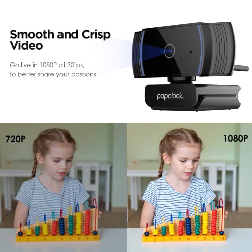 Webcam 1080P,  AF925 Autofocus Web Camera Full HD Video Stream, 65 Viewing Angle, Noise Canceling Microphone, Works with OBS, Skype, YouTube, Twitch, for PC/Mac/Laptop/Desktop/MacBook
