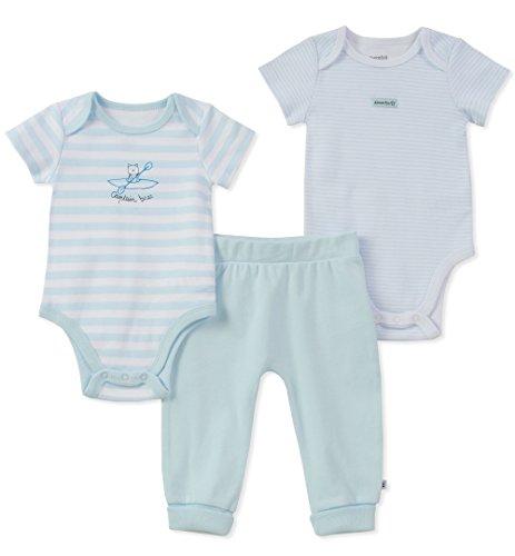 Baby Creeper Pant Set Boys, Light Blue, 0-3 Months