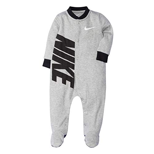 Baby Graphic Logo Footed Coverall, Dark Grey Heather/Black, 0/3M