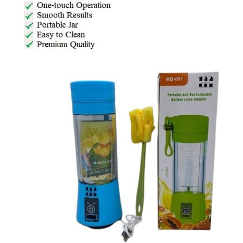 MODAIO Portable Mini Juicer Blender for Milk Shakes, Fruit Juice and Smoothies, Six 3D Blades Ice Crushing Rechargeable with USB, 13oz (Blue)