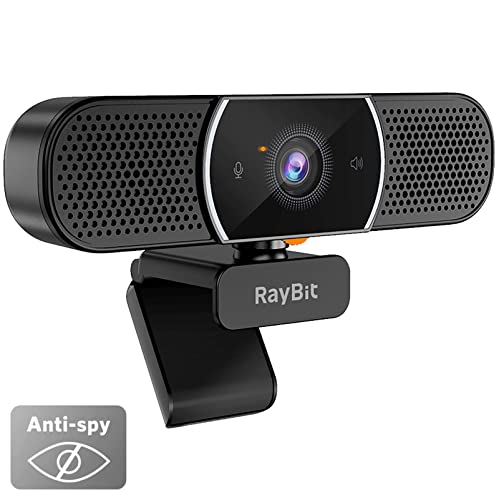 3 in 1 Webcam - 2K Webcam with Microphone and Speaker, Professional Hi-Fi Speakers & Noise Reduction Mic Arrays, Built-in Privacy Cover & w/Light Correction & Autofocus Conference Computer Camera