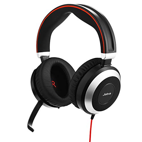 Evolve 80 UC Wired Headset Professional Telephone Headphones with Unrivalled Noise Cancellation for Calls and Music, Features World-Class Speakers and All Day Comfort