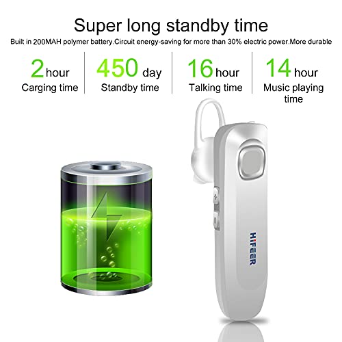 Bluetooth Headset,V5.0 Wireless Bluetooth Earpiece,Hands-Free with Built-in Mic for Driving/Business/Office,CVC8.0 Noise Cancelling Bluetooth Headphone for iPhone Android Samsung-Silver