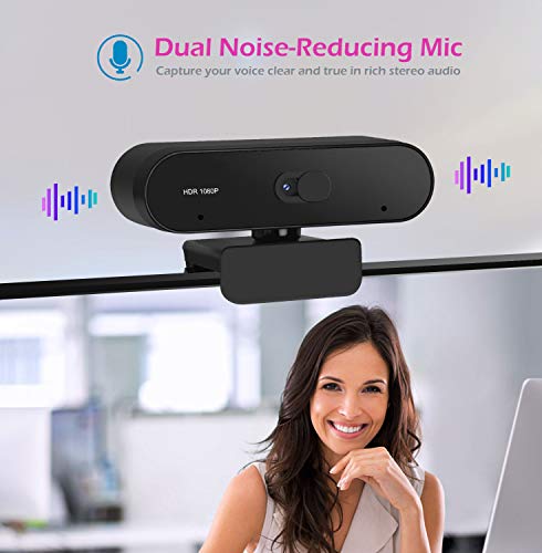 HD Webcam - 1080p 30FPS Computer Camera - Video Call/Live Streaming Camera w/Dual Microphone, HDR, Autofocus & More - Wired USB Webcam for PC, Mac, Laptop, Tablet, Xbox