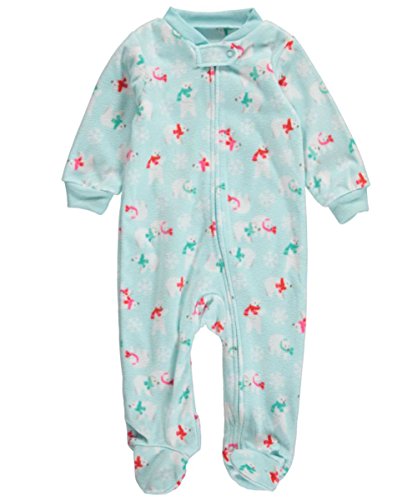 Baby Girls' Polar Bears at Play Footed Coverall (3Months) Turquoise
