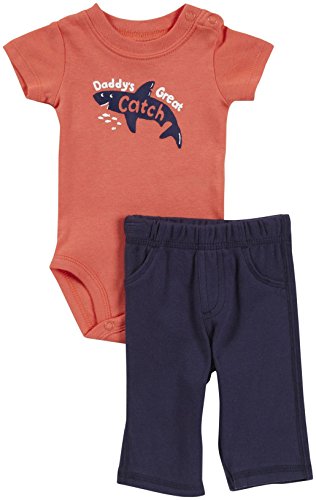 Carter s 2 Piece Screenprint Bodysuit Set  Baby  - Orange Navy-3 Months