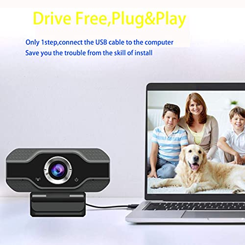 HM-UC02 Webcam Computer PC Web Camera with Microphone for Video Broadcast, Black, 1080P