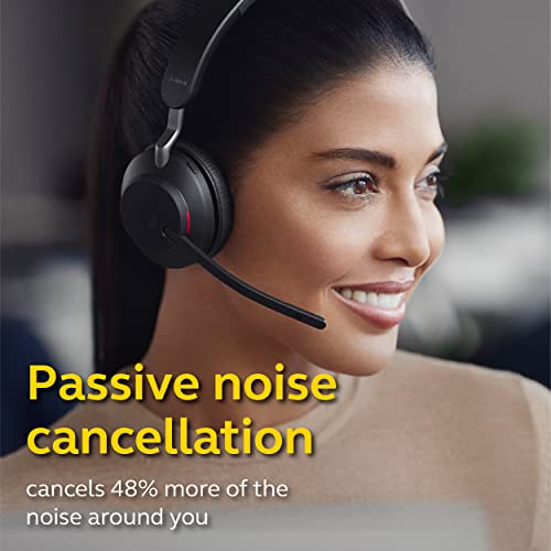 Evolve2 65 UC Wireless Headset with Link380a, Mono, Black - Wireless Bluetooth Headset for Calls and Music, 37 Hours of Battery Life, Passive Noise Cancelling Headphones