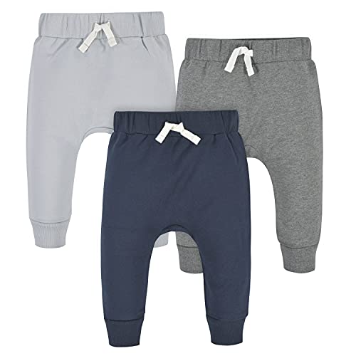 Baby Boys  Toddler 3-Pack Jogger Pants, Navy Gray, 6-9 Months