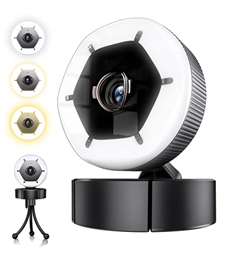 Webcam Full HD 1080P with Microphone, Web Camera Streaming with Ring Light, USB Webcam for Desktop/Mac Laptop/Video/Zoom/Live