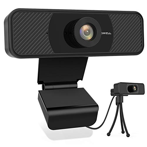 1080P Webcam with Microphone, Upgraded 2020 5 Megapixel Full HD PC Desktop or Laptop Webcam, 5 Millon Lens Streaming USB PC cam, Stream Cam for Video Calling with Flexible Rotatable Tripod