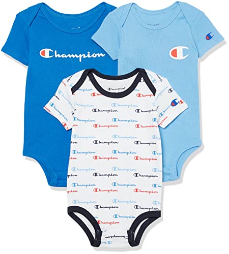 Uni  Baby 3pk and 5pk Short Long Sleeve Infant Body Suit in Multiple Colors, Size 0-6M, ShortSleeve3pk-Blue 461, 0-6