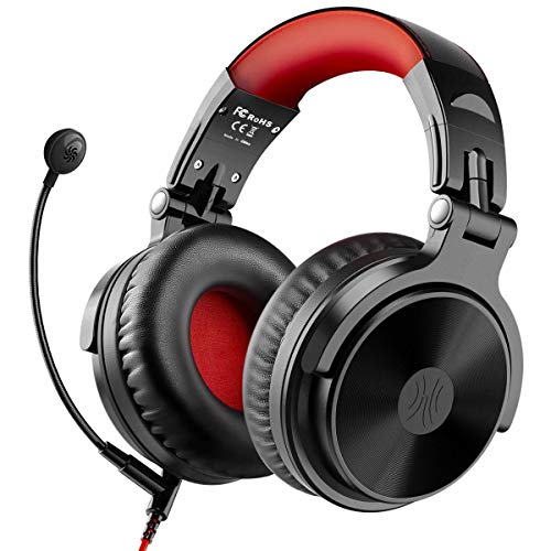 Bluetooth Over Ear Headphones with 110Hrs Playtime, Wired Gaming Stereo Headsets with Boom Mic for PS4, Xbox one, PC, Wireless Headset for Phones, Laptop, Office - Studio Wireless(Y80B) (Red)