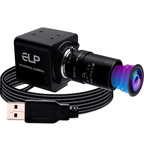 2MP Varifocal Webcam 10X Optical Zoom Camera,5-50mm Vari-Focus Webcameras with IMX323 Image Sensor,High Speed Video Conference Zoom Webcam,Plug&Play USB Web Cameras for Windows/Linux/Raspberry Pi