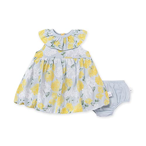 Girls' Dress, Infant & Toddler, Short & Long-Sleeve, 100%  Cotton, Sky Hydrangea, 3 Months