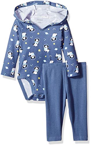 Ultimate Baby Flexy 2 Piece Set  Pant with Hoodie Bodysuit , Blue Fun, 0-6 Months