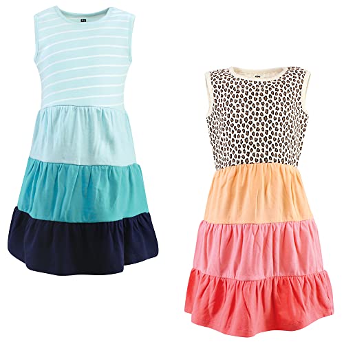 Cotton Dresses, Leopard Coral Mint, 0-3 Months