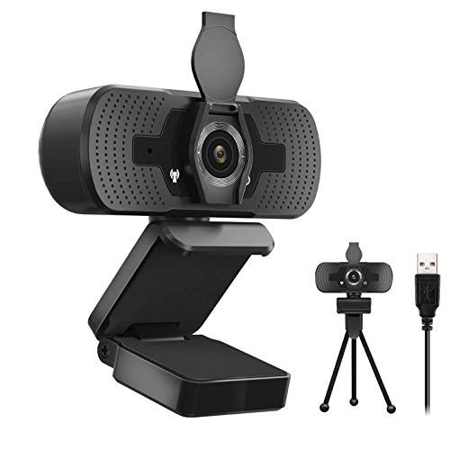 Full HD Webcam 1944p Video Camera with Webcam Cover,USB Webcam with Microphone, Mini Plug and Play for Desktop, Notebook, PC, Ideal for conferences, Live transmissions and Video Calls