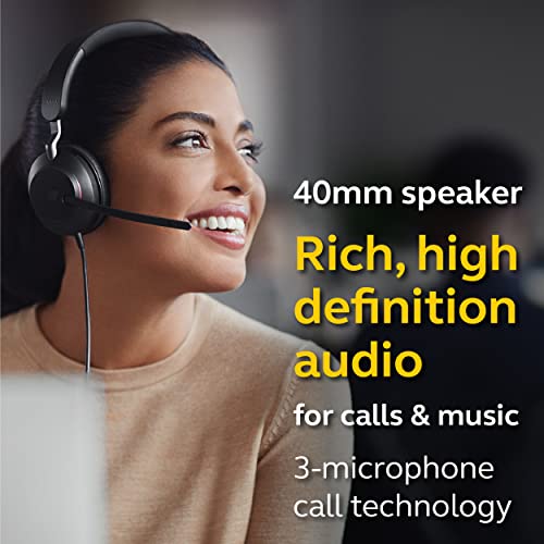 Evolve2 40 UC Wired Headphones, USB-A, Mono, Black - Telework Headset for Calls and Music, Enhanced All-Day Comfort, Passive Noise Cancelling Headphones, UC-Optimized with USB-A Connection