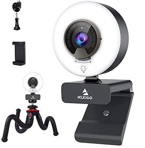 60FPS 1080P AutoFocus Webcam with Mini Tripod Kits, 2021 N960E USB FHD Web Computer Camera, Extendable Tripod Stand, for Zoom/Skype/Teams Online Teaching, Laptop MAC PC Desktop