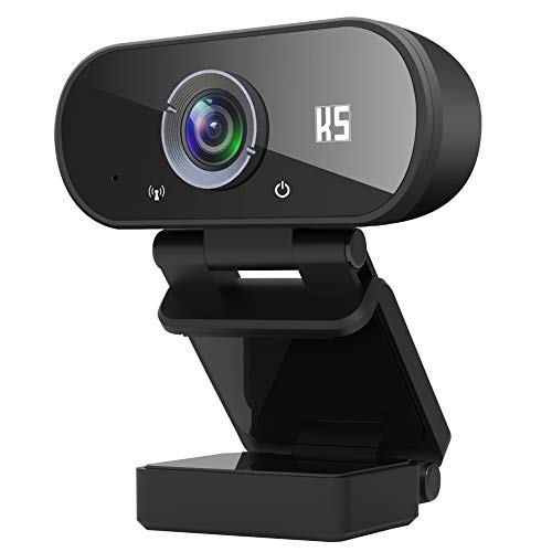 Webcam HD 1080P Video, Buit-in Microphone, Computer USB Web Cam with Tripod and Privacy Cover, Plug and Play, PC Webcam for Video Calling, Conferencing, Compatible with Desktop, Laptop