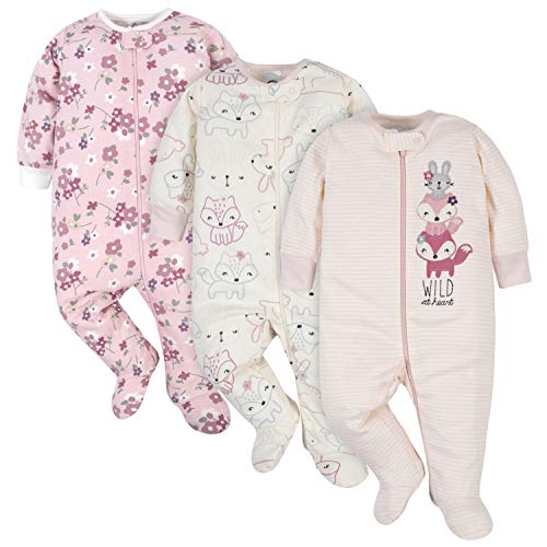 Baby Girls 3-Pack Sleep 'N Play, Pink Fox, 3-6 Months