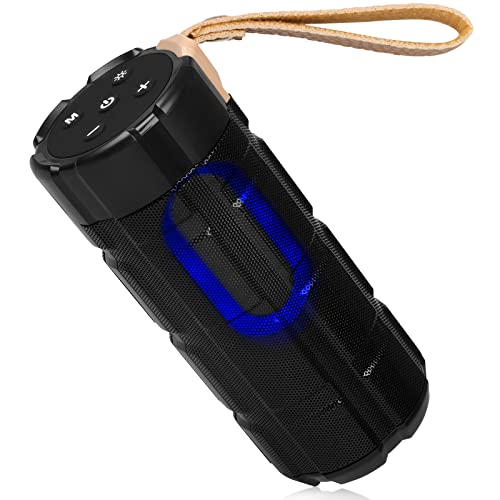 Portable Bluetooth Speakers with Multi-Color Lights, Dual Loudspeakers with Subwoofer and Loud Crisp Stereo Sound, for Home,Outdoor,Travel