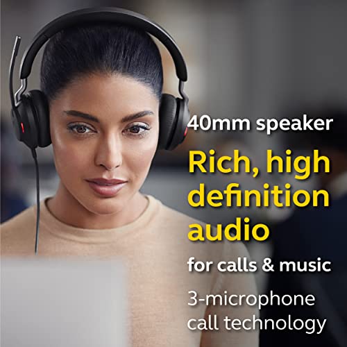 Evolve2 40 UC Wired Headphones, USB-C, Stereo, Black - Telework Headset for Calls and Music, Enhanced All-Day Comfort, Passive Noise Cancelling Headphones, UC-Optimized with USB-C Connection