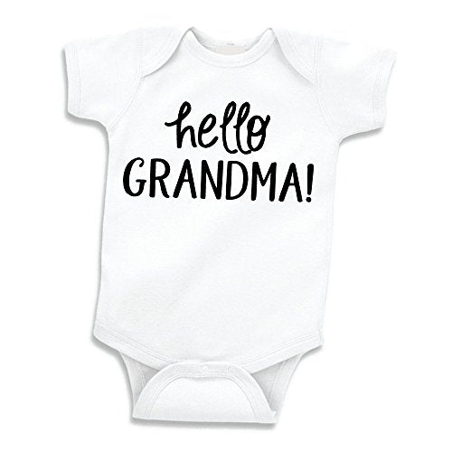 Surprise Pregnancy Announcement for Grandma Hello Grandma  0-3 Months, White