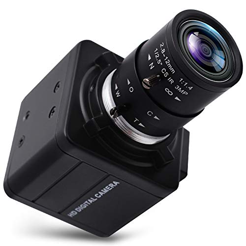 USB Camera with Zoom 2.8-12mm Varifocal Lens 8MP Manual Focus Mini USB Webcam 2448P High Definition USB with Camera Sony IMX179 Sensor Industrial Aluminum Shell Computer Camera for Tripod Mount