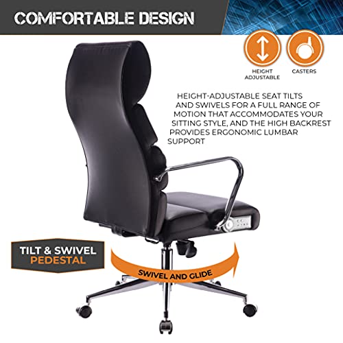 , 0778001, Wireless 2.0 Bluetooth Executive Office Chair, Black/Chrome