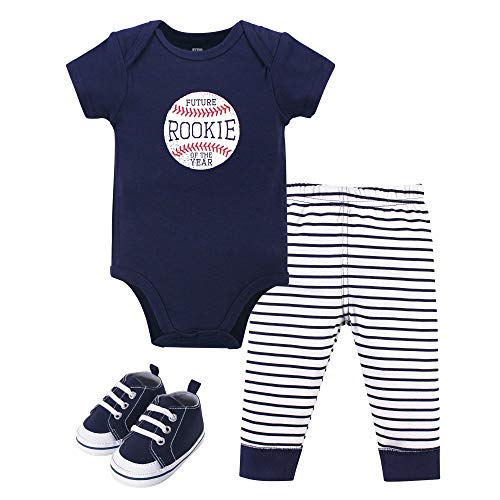 Unisex  Cotton Bodysuit, Pant and Shoe Set, Rookie, 0-3 Months