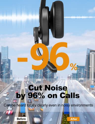 Bluetooth Headset, Bluetooth Trucker Headset with Upgraded Microphone Noise Canceling for Trucker, Hand Free Wireless Headset with Adapter for Office Meeting. Widely Compatible for Computer