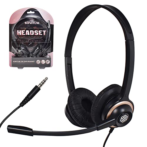 Bulk Headsets With Microphone (10 Pack) - Noise Canceling Computer Headset For Office, Meetings, Chat- Comfortable Over-Ear PC Headphones With Rotating Mic- 3.5 Jack For Universal Connectivity
