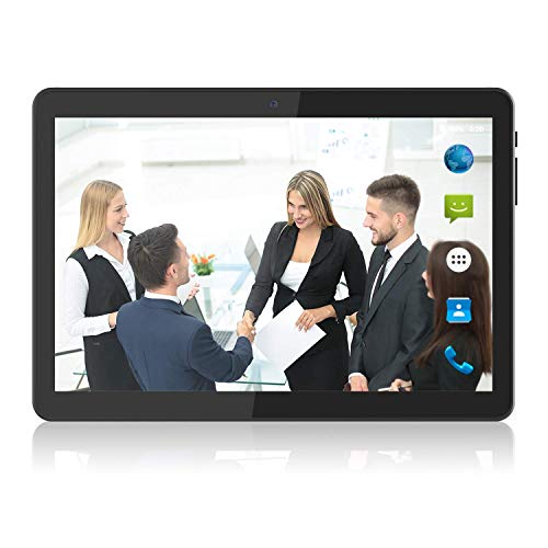 Tablet 10 inch Android 9.0 Pie, Quad-Core, 32GB Google , Unlocked Phone Tablets with Dual SIM Card Slots & Cameras & Speakers, IPS Full Display, WiFi, Bluetooth, GPS, Black