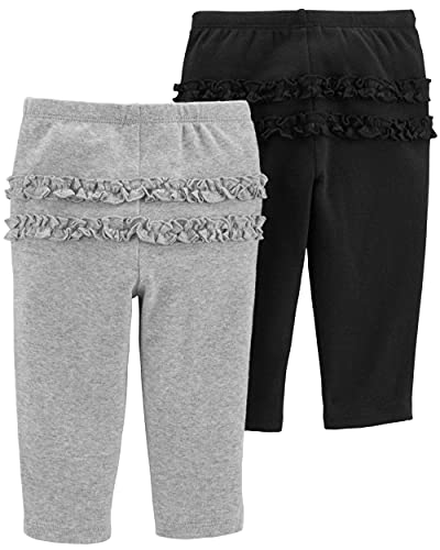 Baby Girls' 2-Pack Pull-On Pants (Black/Heather, 24 Months)