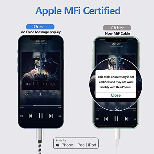 (Apple MFi ) iPhone Aux Cord for Car,Lightning to 3.5mm Audio Cable Compatible with iPhone 13/12/11/XR/XS/X/8/7/6 Plus/SE 2,iPad for Car Home Stereo,Speaker,Headphone,Support All iOS-3.3FT