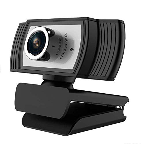 Webcam with Microphone 1080P Full HD, USB Beauty Webcam 360 Rotatable Web Cameras for Computer Notebook Conferencing Online Lessons Live Broadcasts (Black&Silver)