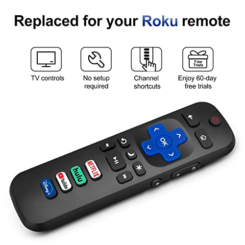 (Pack of 2) Replaced Remote Control for Roku TV, Compatible for TCL Roku/Hisense Roku/Onn Roku/Sharp Roku/Element Roku/Westinghouse Roku/Philips Roku/Insignia Roku/Jvc Roku/RCA Roku Series Smart TVs