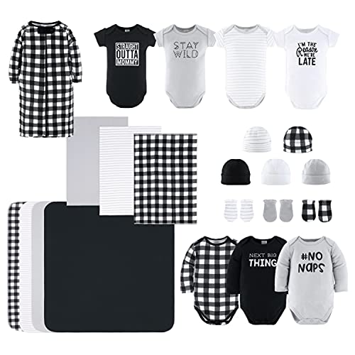 Layette Gift Set for Baby Boys or Girls | 23 Piece   Clothes & Accessories Set | Fits  s to 3 Months | Black Plaid