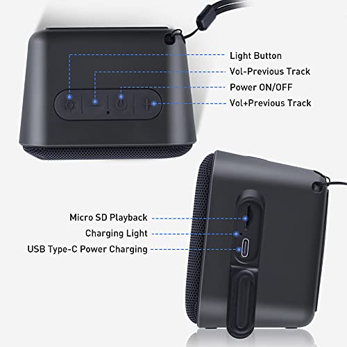 Portable Bluetooth Speaker, Wireless Bluetooth 5.1 Speaker LED Lights, IPX7 Waterproof Speaker with TWS Stereo Pairing, Built-in Mic SD Card, 24H Playtime Perfect for Travel Beach Outdoor