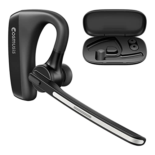 Bluetooth Headset, Single Wireless Earpiece CVC8.0 Noise Cancelling, Aptx Bluetooth Earpiece on Ear 16Hrs Talktime 160Hrs Standby Hands-Free Earphone for Driving/Business/Office/Zoom