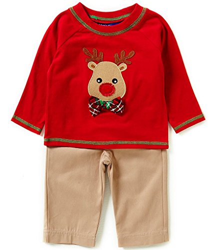 Matt s Scooter Baby Boys 0-3M - 24M  Reindeer Bow Pant Set, Green, 3-6M